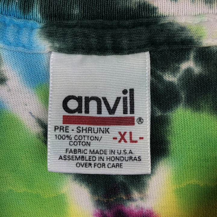 90'S Anvil Tie-Dye Pattern Peace Sign Print T-Shirt, Men's XL (approx.), Vintage cotton Blue type light blue Vintage Second Hand