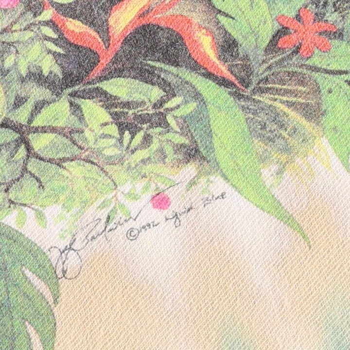90'S Liquid Blue Tie-Dye Pattern Large Print Animal T-Shirt, Made in USA, Men's Size L (Equivalent), Vintage cotton pink type Vintage Second Hand