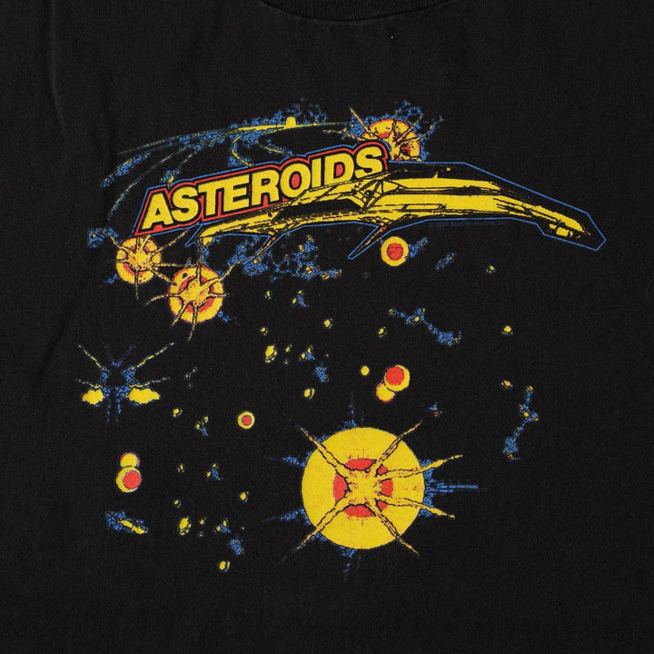 90'S Delta ASTEROIDS Shooting Game Print T-Shirt, Men's Size L (Equivalent), Vintage cotton black type Vintage Second Hand