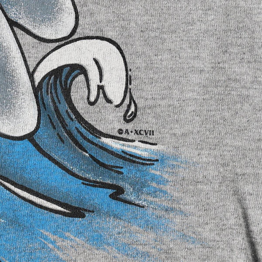 2000'S Anvil Shark Pattern Print T-Shirt, Made in USA, Men's Size L (approx.) cotton gray type Vintage Second Hand