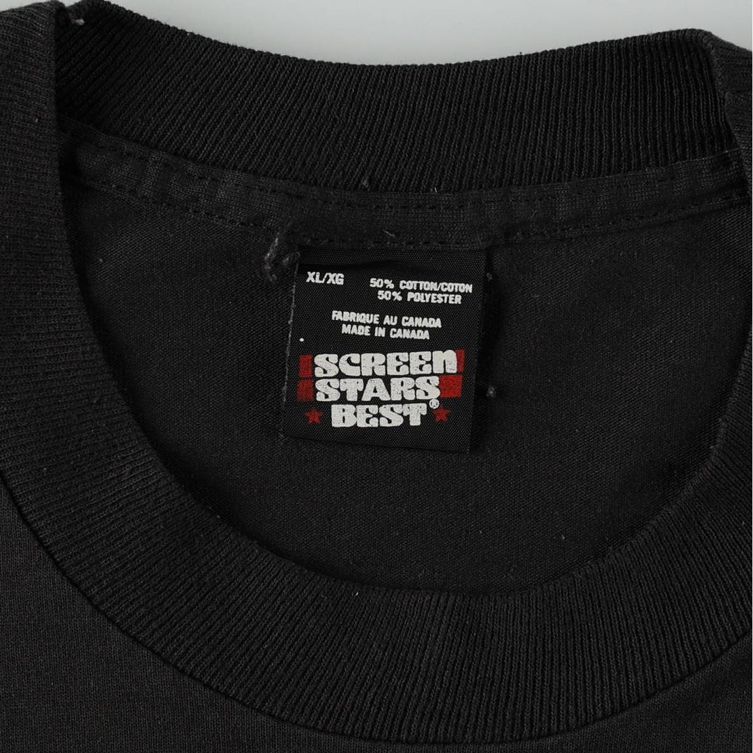 90'S Screen Stars BOSS AMERICA Print T-Shirt, Made in Canada, Men's XL equivalent, Vintage cotton black type Vintage Second Hand