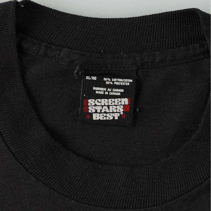 90'S Screen Stars BOSS AMERICA Print T-Shirt, Made in Canada, Men's XL equivalent, Vintage cotton black type Vintage Second Hand