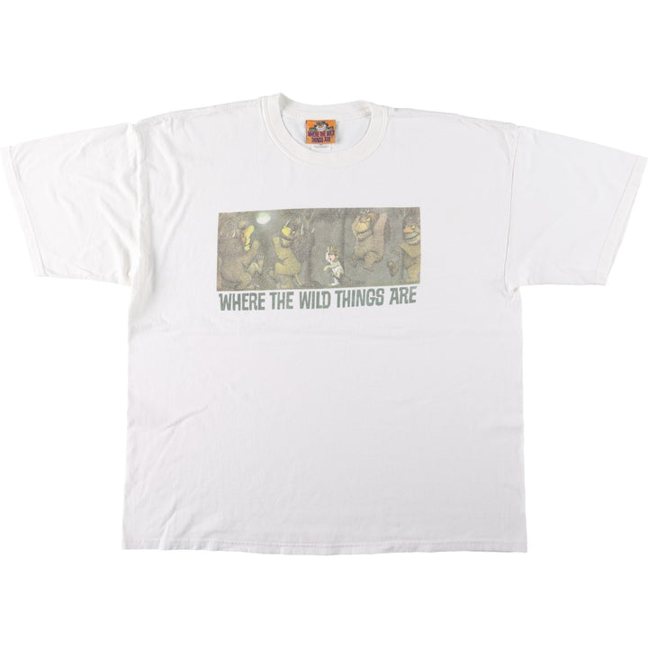 WHERE THE WILD THINGS ARE (Where the Wild Things Are) Character Print T-Shirt, Men's XXL equivalent. cotton white type Vintage Second Hand