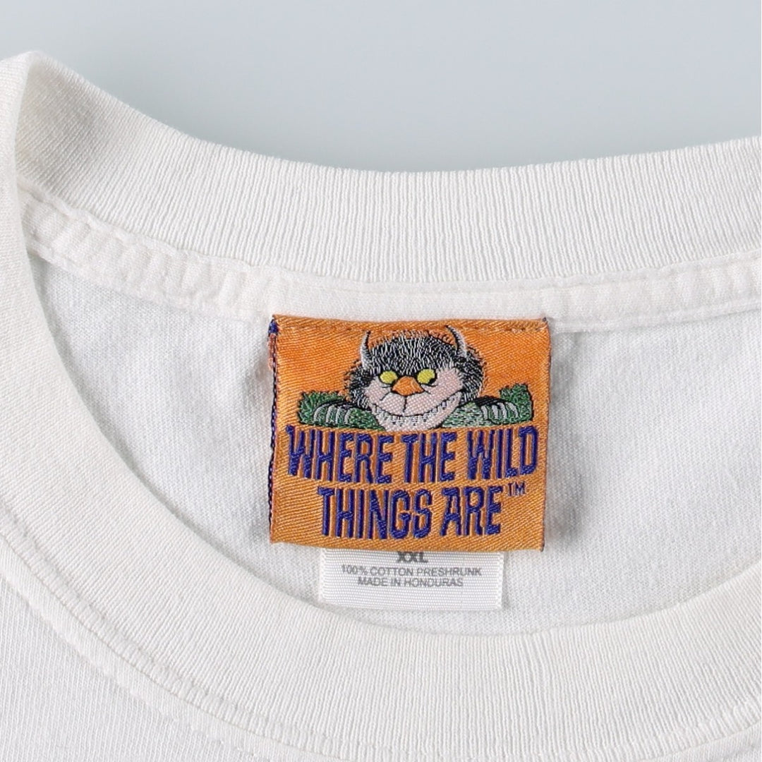WHERE THE WILD THINGS ARE (Where the Wild Things Are) Character Print T-Shirt, Men's XXL equivalent. cotton white type Vintage Second Hand