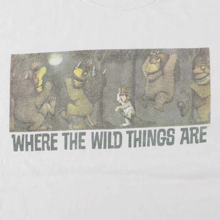 WHERE THE WILD THINGS ARE (Where the Wild Things Are) Character Print T-Shirt, Men's XXL equivalent. cotton white type Vintage Second Hand