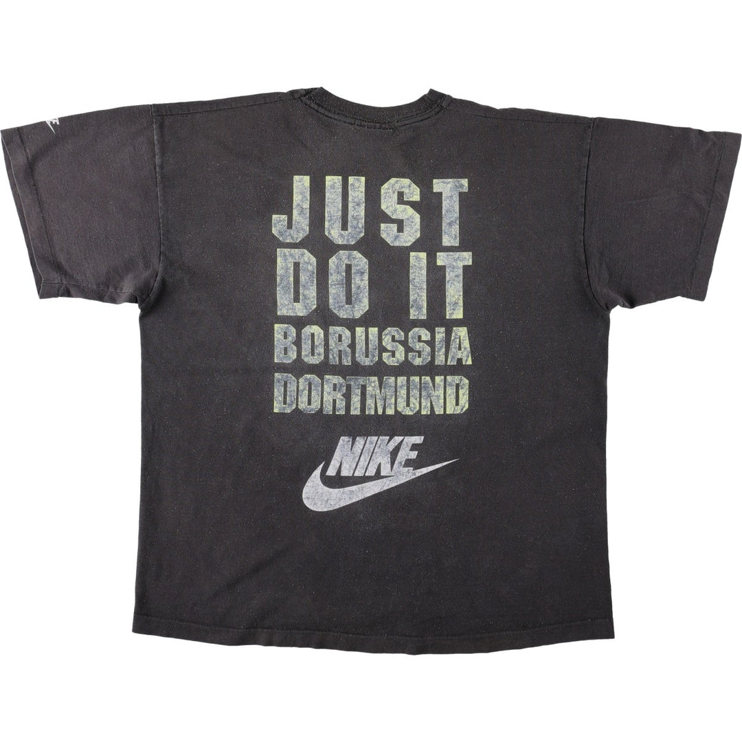 90'S Nike Bundesliga Borussia Dortmund sports print T-shirt, men's size L equivalent, vintage. cotton black type Vintage Second Hand