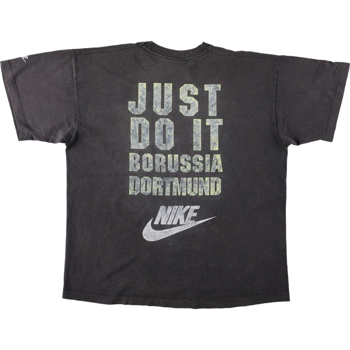 90'S Nike Bundesliga Borussia Dortmund sports print T-shirt, men's size L equivalent, vintage. cotton black type Vintage Second Hand