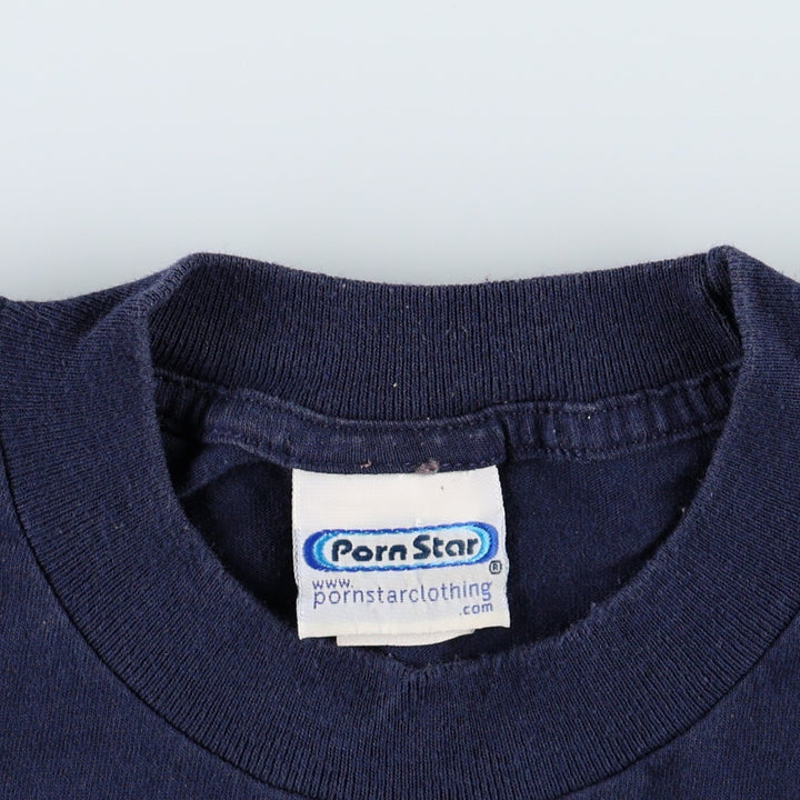 90'S PORN STAR surf/skate t-shirt, made in USA, men's size M equivalent, vintage. cotton navy blue type Vintage Second Hand