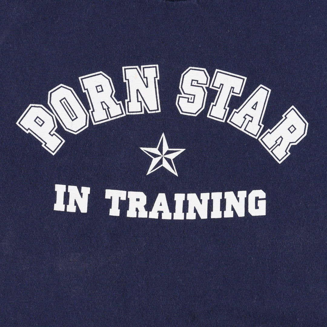 90'S PORN STAR surf/skate t-shirt, made in USA, men's size M equivalent, vintage. cotton navy blue type Vintage Second Hand