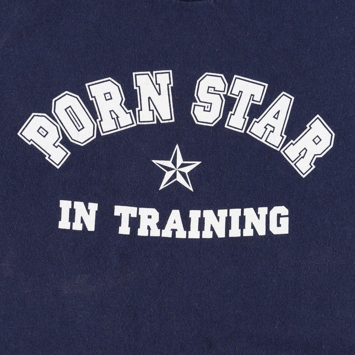 90'S PORN STAR surf/skate t-shirt, made in USA, men's size M equivalent, vintage. cotton navy blue type Vintage Second Hand