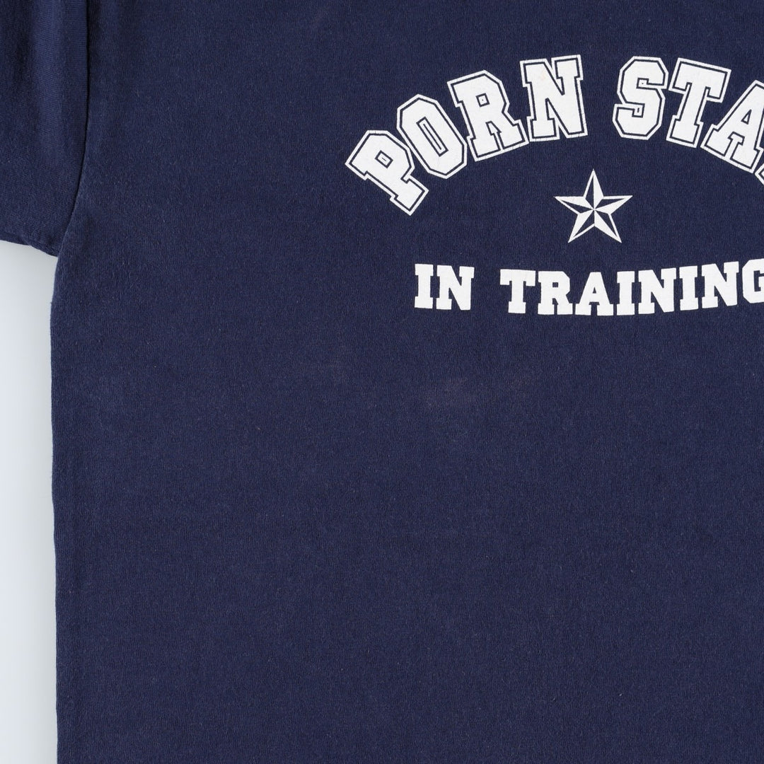 90'S PORN STAR surf/skate t-shirt, made in USA, men's size M equivalent, vintage. cotton navy blue type Vintage Second Hand