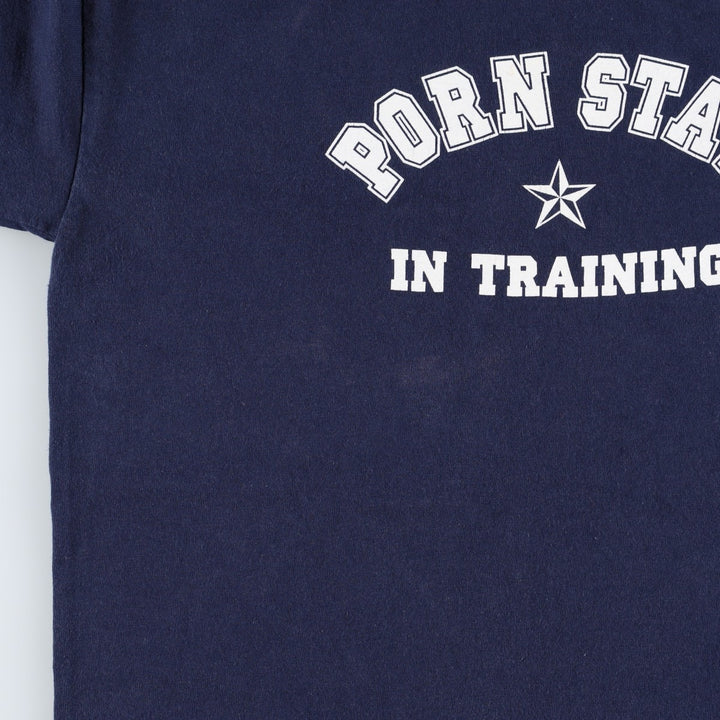 90'S PORN STAR surf/skate t-shirt, made in USA, men's size M equivalent, vintage. cotton navy blue type Vintage Second Hand