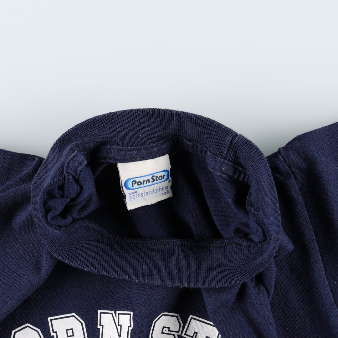 90'S PORN STAR surf/skate t-shirt, made in USA, men's size M equivalent, vintage. cotton navy blue type Vintage Second Hand