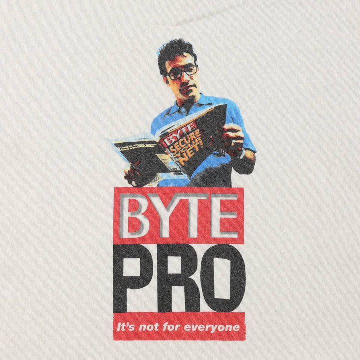 90'S Anvil BYTE Advertising T-Shirt, Made in USA, Men's Size L (Equivalent), Vintage cotton white type Vintage Second Hand