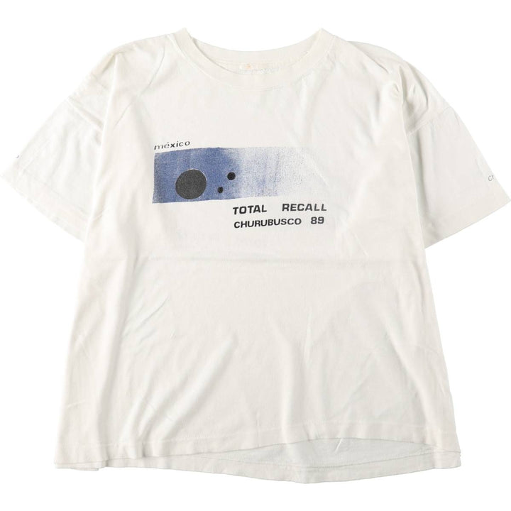 80'S Churbusco Studios TOTAL RECALL Advertising T-Shirt, Men's XL equivalent, Vintage unclear white type Vintage Second Hand