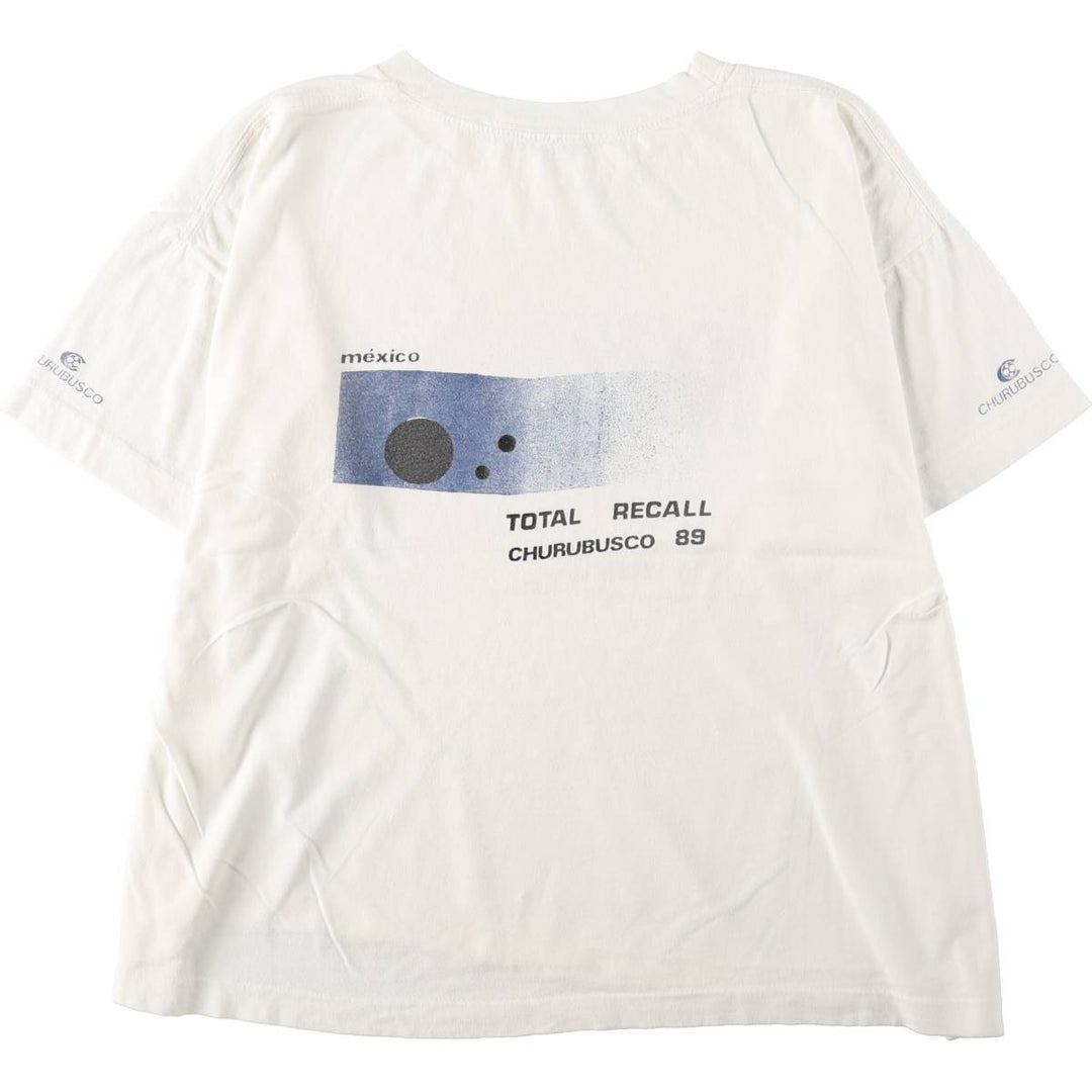 80'S Churbusco Studios TOTAL RECALL Advertising T-Shirt, Men's XL equivalent, Vintage unclear white type Vintage Second Hand