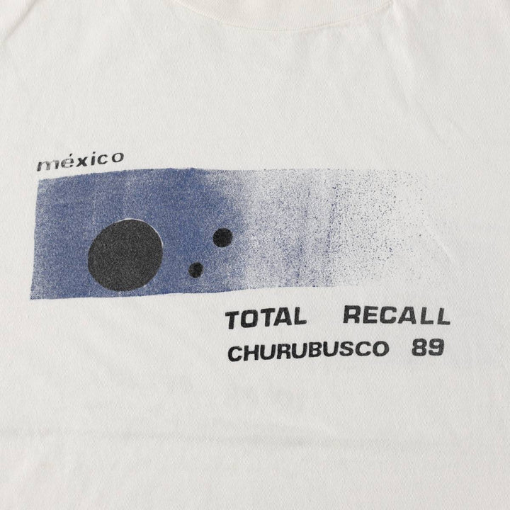 80'S Churbusco Studios TOTAL RECALL Advertising T-Shirt, Men's XL equivalent, Vintage unclear white type Vintage Second Hand