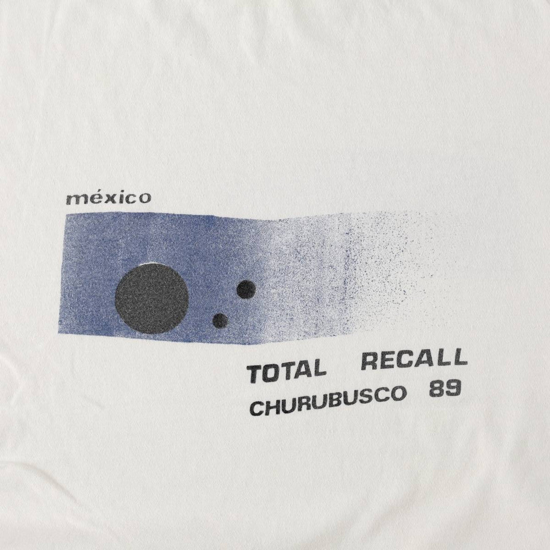 80'S Churbusco Studios TOTAL RECALL Advertising T-Shirt, Men's XL equivalent, Vintage unclear white type Vintage Second Hand