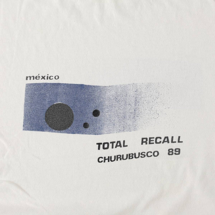 80'S Churbusco Studios TOTAL RECALL Advertising T-Shirt, Men's XL equivalent, Vintage unclear white type Vintage Second Hand