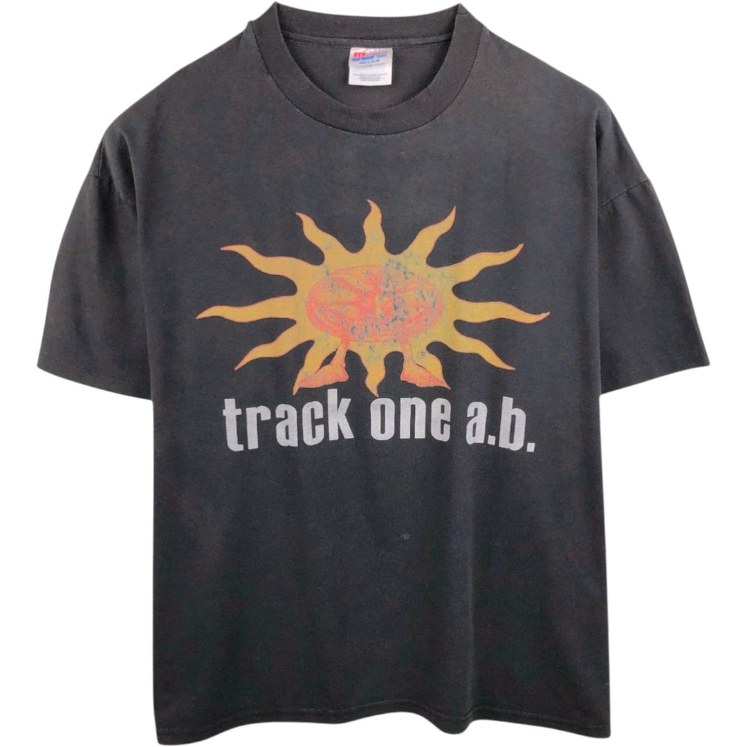 Hanes Track One AB Band T-Shirt (Men's XL equivalent) cotton black type Vintage Second Hand