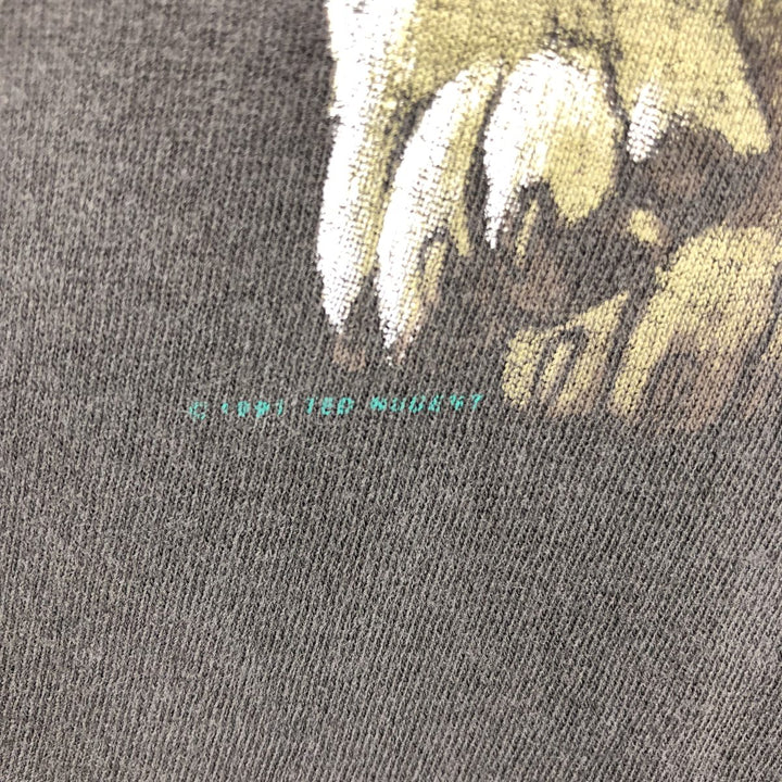 ~90'S Hanes Ted Nugent Wolf Pattern Band T-Shirt, Made in USA, Men's Size M (Equivalent), Vintage cotton black type Vintage Second Hand