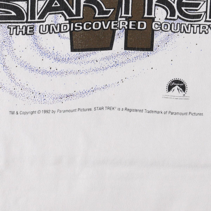 90'S Hanes BEEFY-T STAR TREK Movie T-Shirt, Made in USA, Men's XL equivalent, Vintage cotton white type Vintage Second Hand