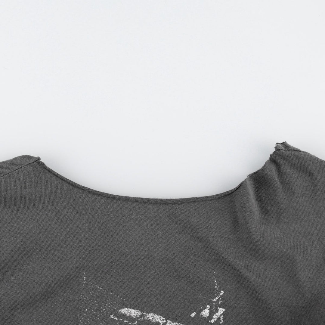 ~90'S MCESCHER Cut-off Art T-shirt, Men's XL equivalent, Vintage unclear black type Vintage Second Hand