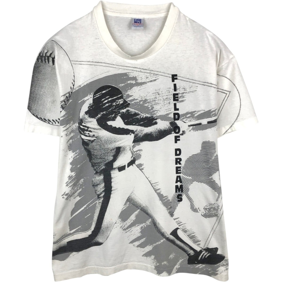 90'S UNISPORT Field of Dreams Overprint Movie T-Shirt, Made in USA, Men's XXL equivalent, Vintage cotton white type Vintage Second Hand