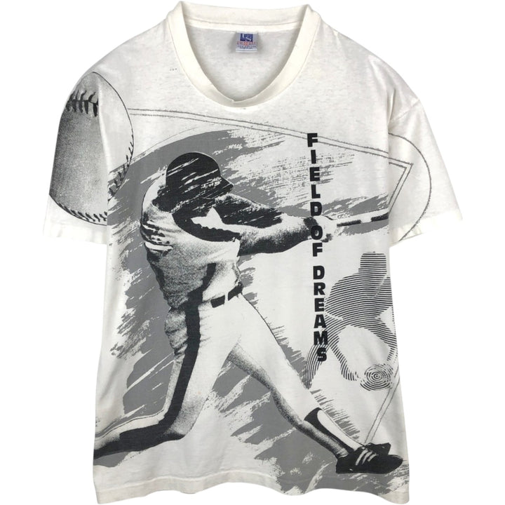 90'S UNISPORT Field of Dreams Overprint Movie T-Shirt, Made in USA, Men's XXL equivalent, Vintage cotton white type Vintage Second Hand