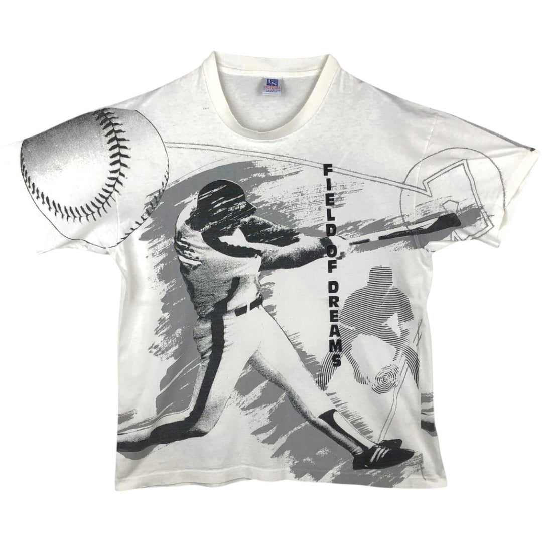 90'S UNISPORT Field of Dreams Overprint Movie T-Shirt, Made in USA, Men's XXL equivalent, Vintage cotton white type Vintage Second Hand