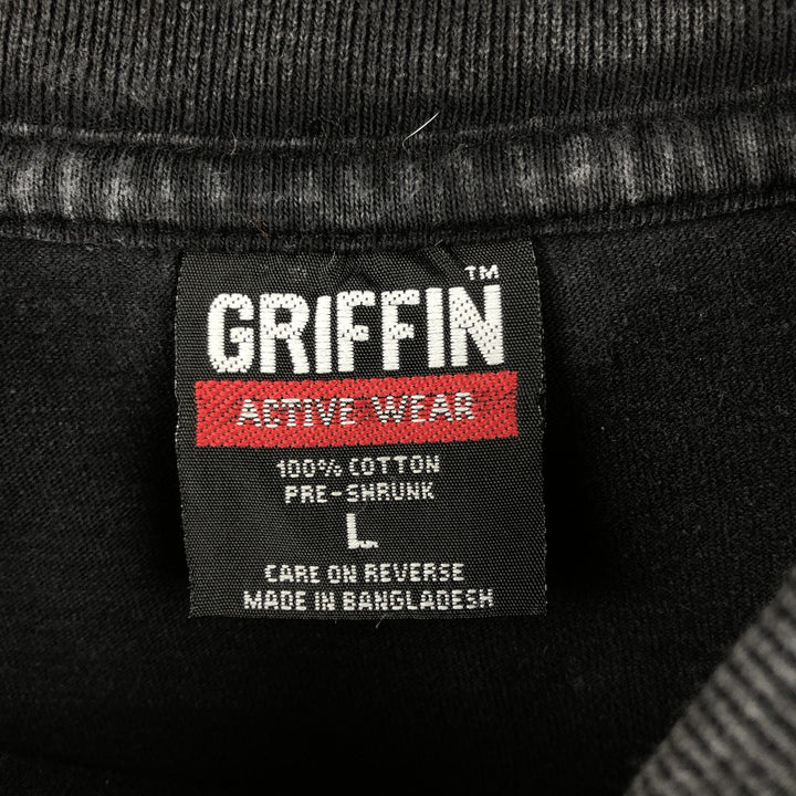 GRIFFIN ACTIVE WEAR NBA CHICAGOBULLS Sports Print T-Shirt (Men's Size L) cotton black type Vintage Second Hand