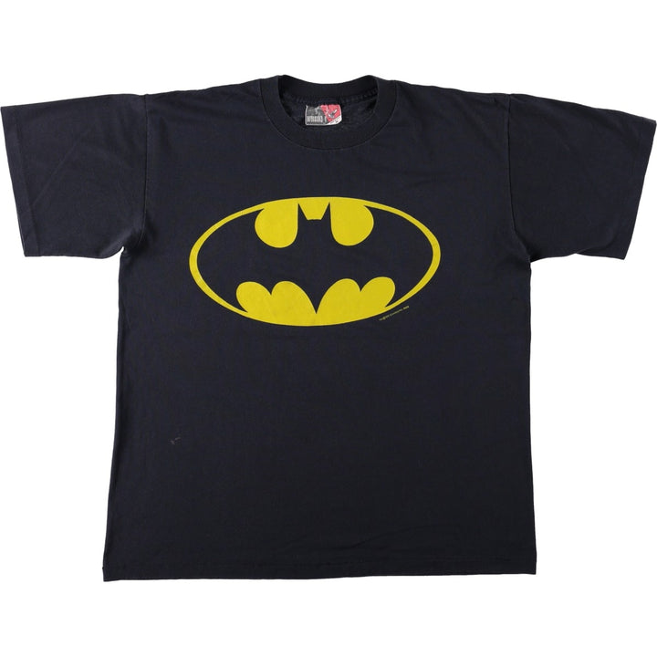 80'S Division 1 Batman character print T-shirt, Made in USA, Men's XL equivalent, Vintage polyester black type Vintage Second Hand