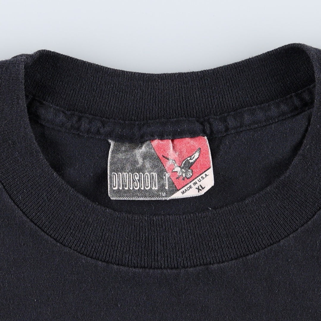 80'S Division 1 Batman character print T-shirt, Made in USA, Men's XL equivalent, Vintage polyester black type Vintage Second Hand