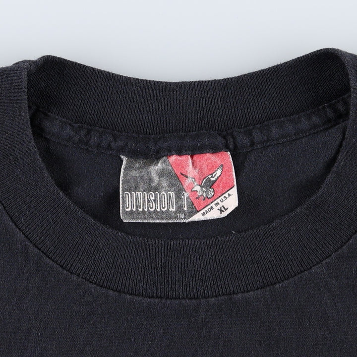 80'S Division 1 Batman character print T-shirt, Made in USA, Men's XL equivalent, Vintage polyester black type Vintage Second Hand