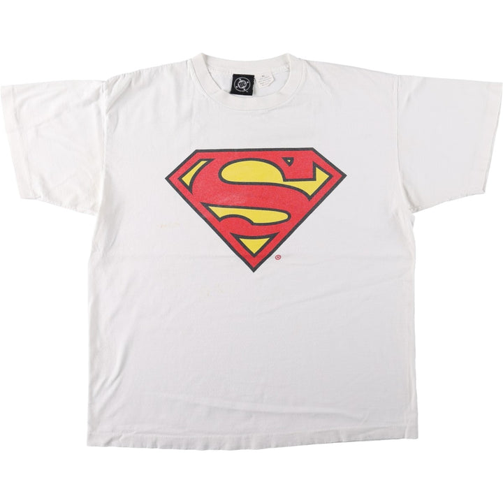90'S DC Comics Superman Character Print T-Shirt, Made in USA, Men's XL equivalent, Vintage cotton white type Vintage Second Hand