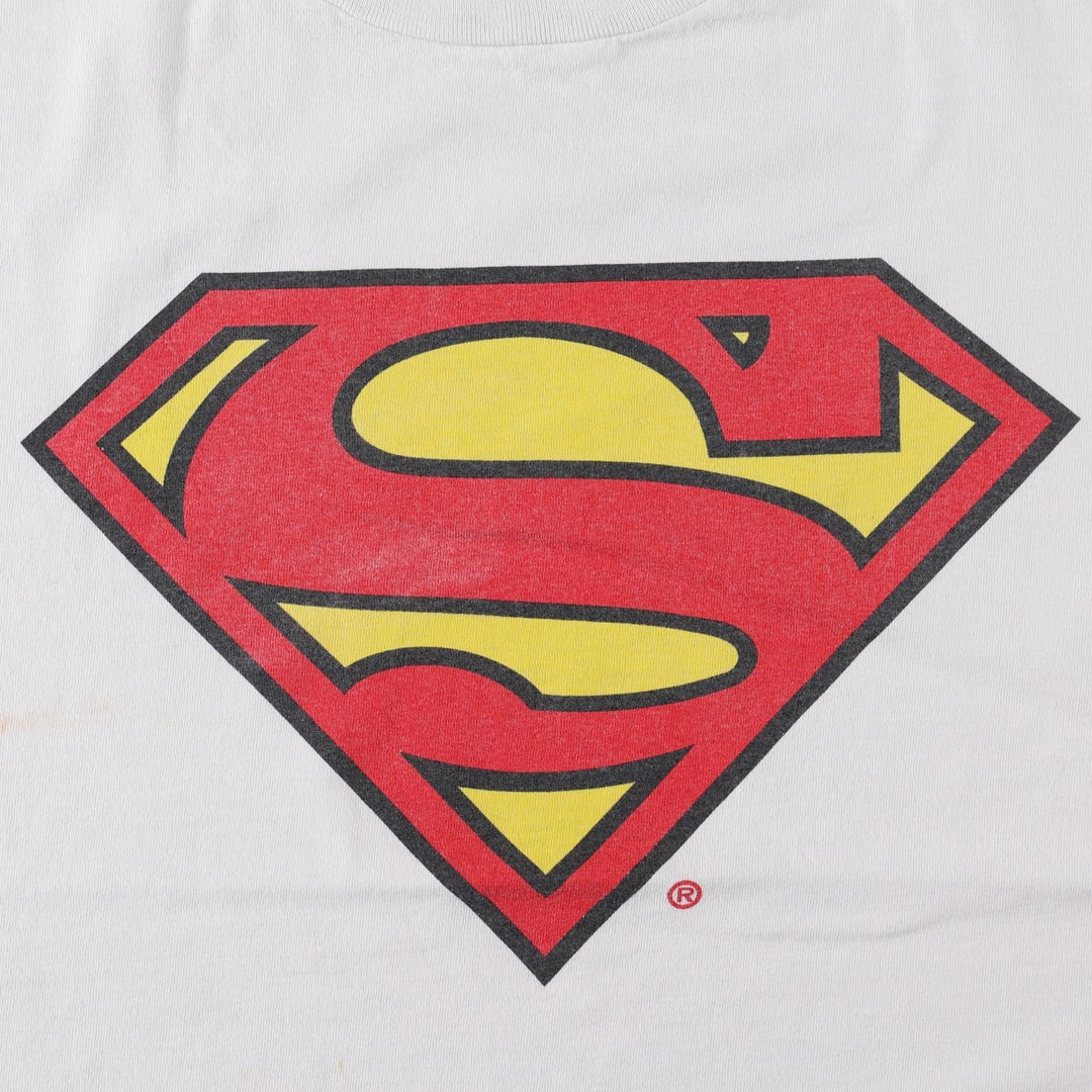 90'S DC Comics Superman Character Print T-Shirt, Made in USA, Men's XL equivalent, Vintage cotton white type Vintage Second Hand