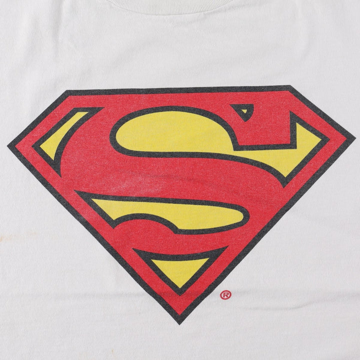 90'S DC Comics Superman Character Print T-Shirt, Made in USA, Men's XL equivalent, Vintage cotton white type Vintage Second Hand