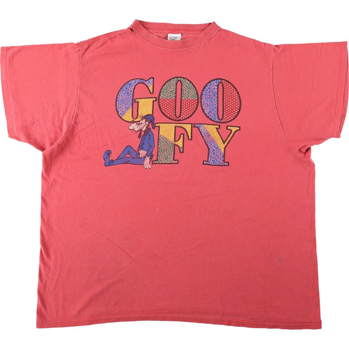 90'S Disney Store Goofy character print T-shirt, Made in USA, Men's XL equivalent, Vintage cotton red type Vintage Second Hand