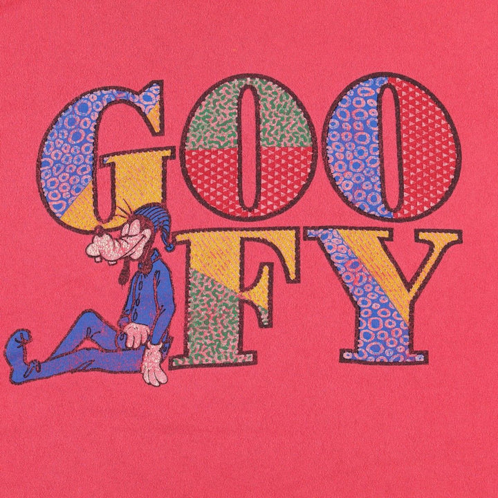 90'S Disney Store Goofy character print T-shirt, Made in USA, Men's XL equivalent, Vintage cotton red type Vintage Second Hand