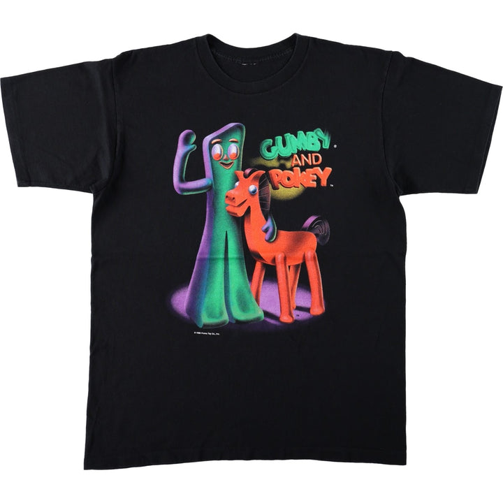 90'S GUMBY anime character print T-shirt, men's size XL equivalent, vintage. unclear black type Vintage Second Hand