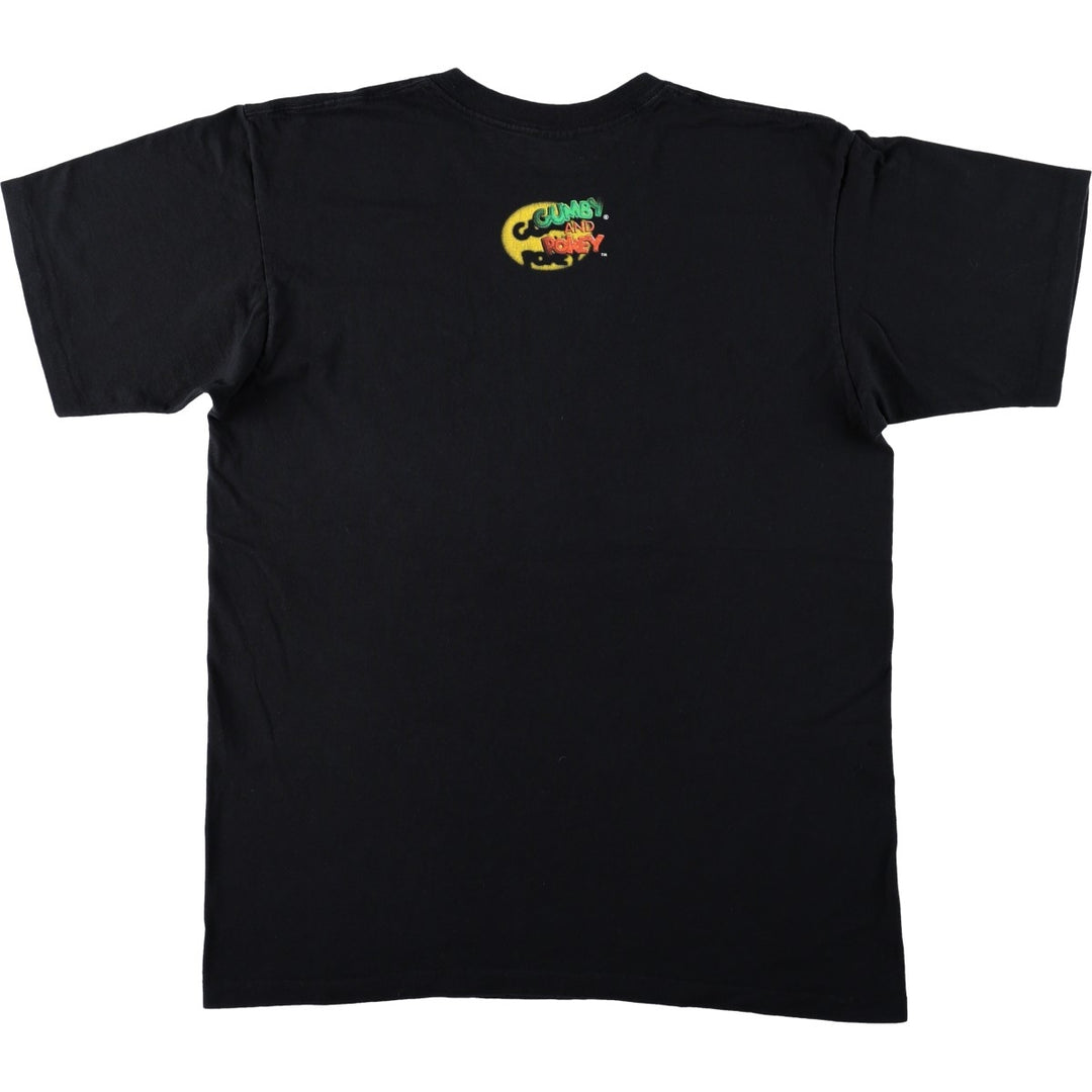 90'S GUMBY anime character print T-shirt, men's size XL equivalent, vintage. unclear black type Vintage Second Hand