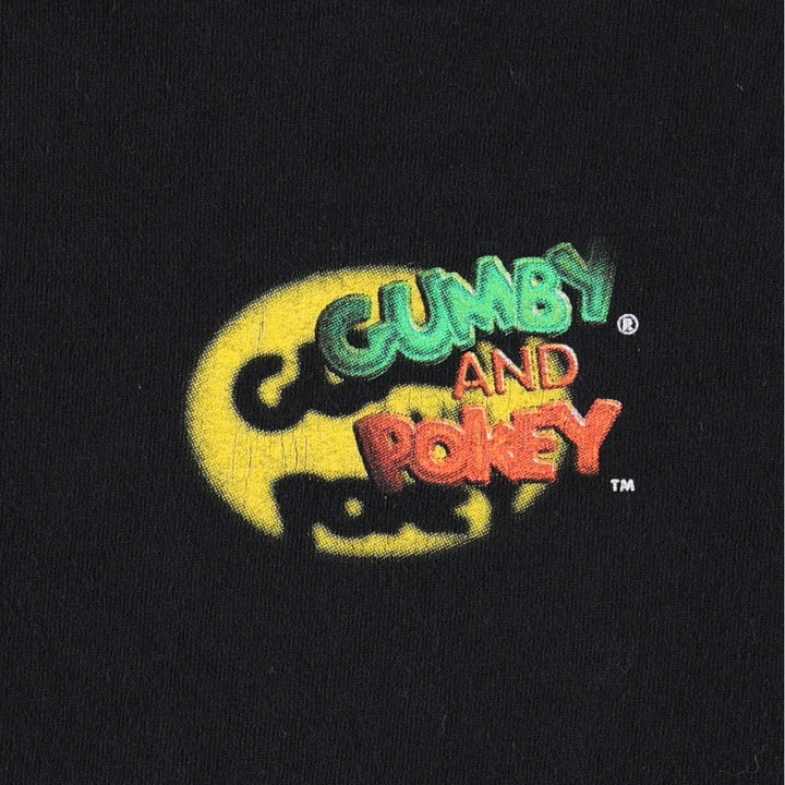 90'S GUMBY anime character print T-shirt, men's size XL equivalent, vintage. unclear black type Vintage Second Hand
