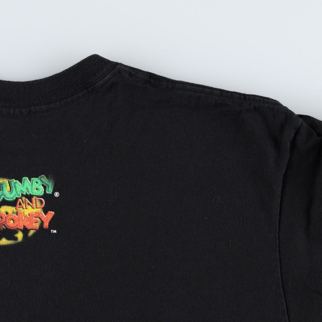 90'S GUMBY anime character print T-shirt, men's size XL equivalent, vintage. unclear black type Vintage Second Hand