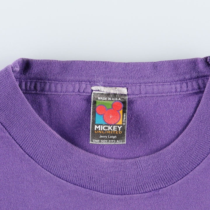 90'S MICKEY UNLIMITED DISNEY Disney Character Print T-Shirt, Made in USA, Men's XL equivalent, Vintage cotton purple type Vintage Second Hand