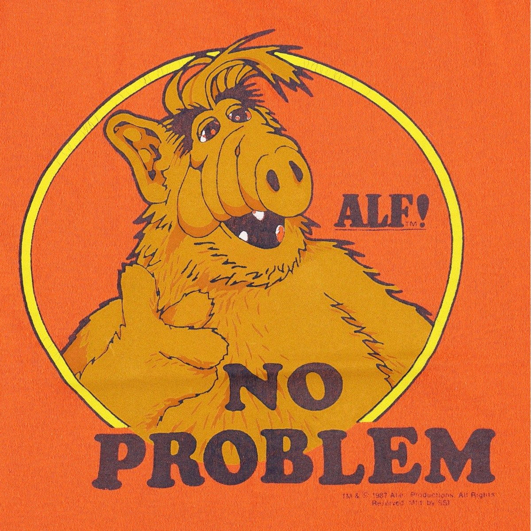 80'S TOP HALF ALF Alf Character Print T-Shirt, Made in USA, Men's Size L (Equivalent), Vintage cotton orange type Vintage Second Hand