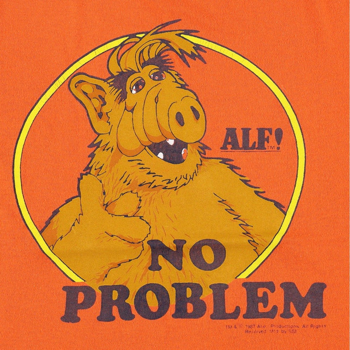 80'S TOP HALF ALF Alf Character Print T-Shirt, Made in USA, Men's Size L (Equivalent), Vintage cotton orange type Vintage Second Hand