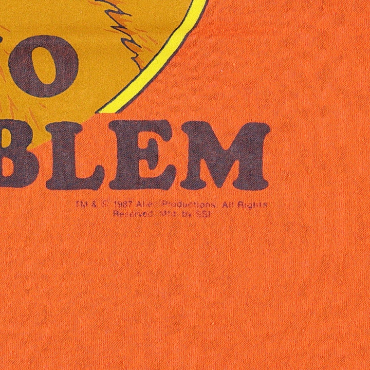 80'S TOP HALF ALF Alf Character Print T-Shirt, Made in USA, Men's Size L (Equivalent), Vintage cotton orange type Vintage Second Hand