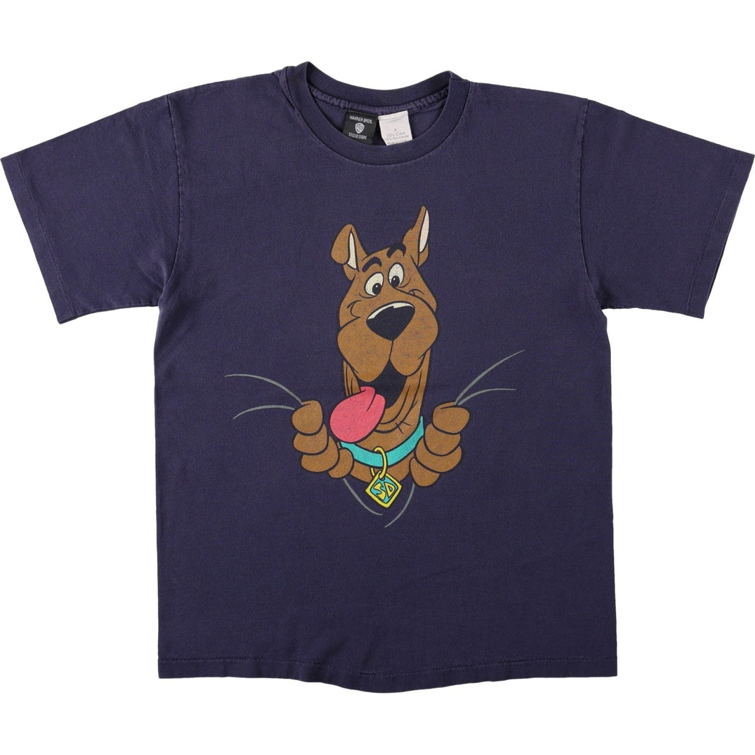 90'S Warner Bros. Scooby-Doo character print T-shirt, Made in USA, Men's size M equivalent, Vintage cotton navy blue type Vintage Second Hand