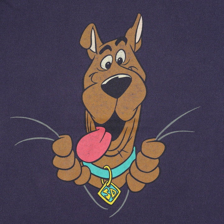 90'S Warner Bros. Scooby-Doo character print T-shirt, Made in USA, Men's size M equivalent, Vintage cotton navy blue type Vintage Second Hand