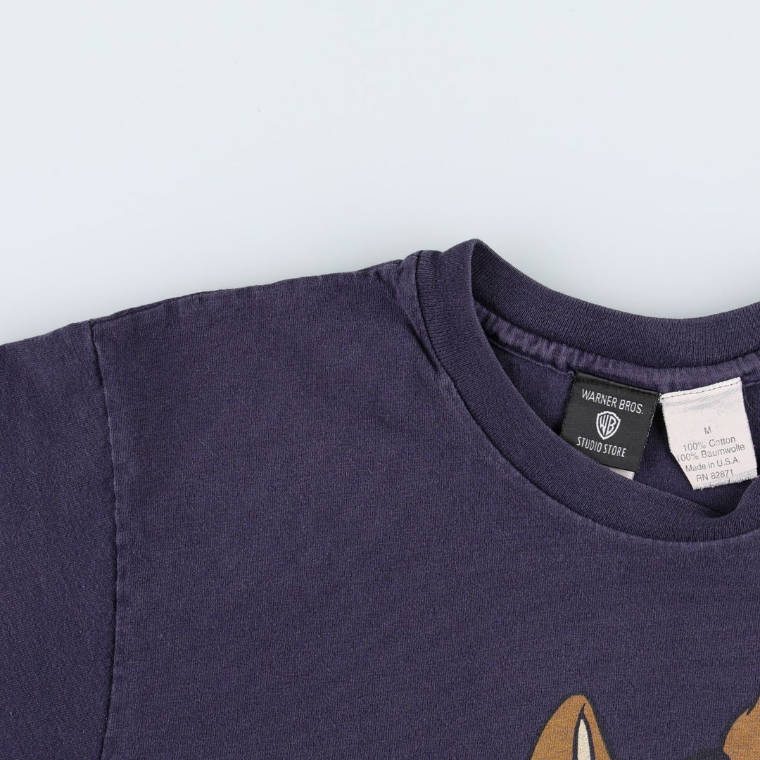 90'S Warner Bros. Scooby-Doo character print T-shirt, Made in USA, Men's size M equivalent, Vintage cotton navy blue type Vintage Second Hand